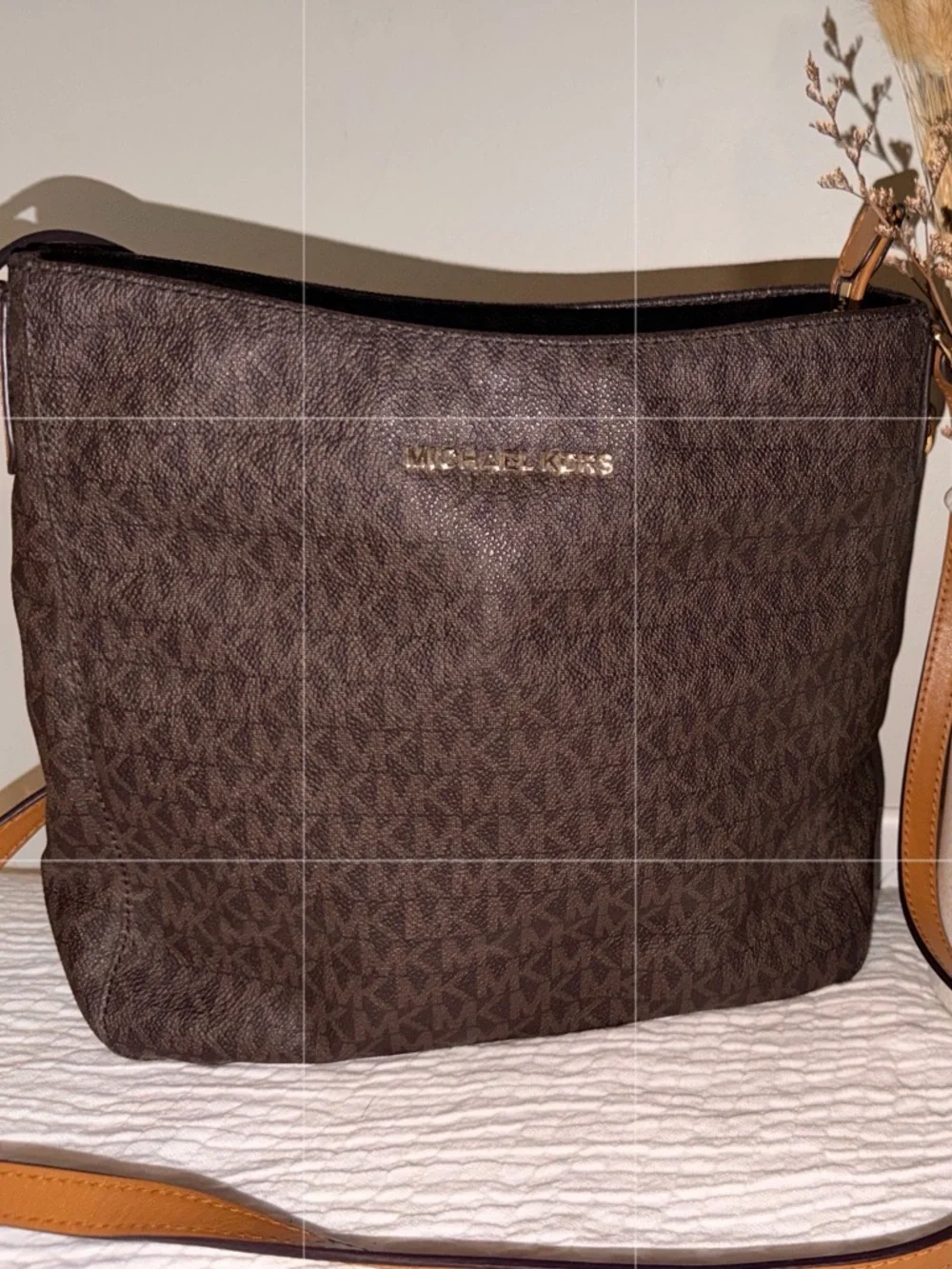 Michael Kors Signature Logo Crossbody Bag | Brown MK Monogram Gold Hardware 🤎